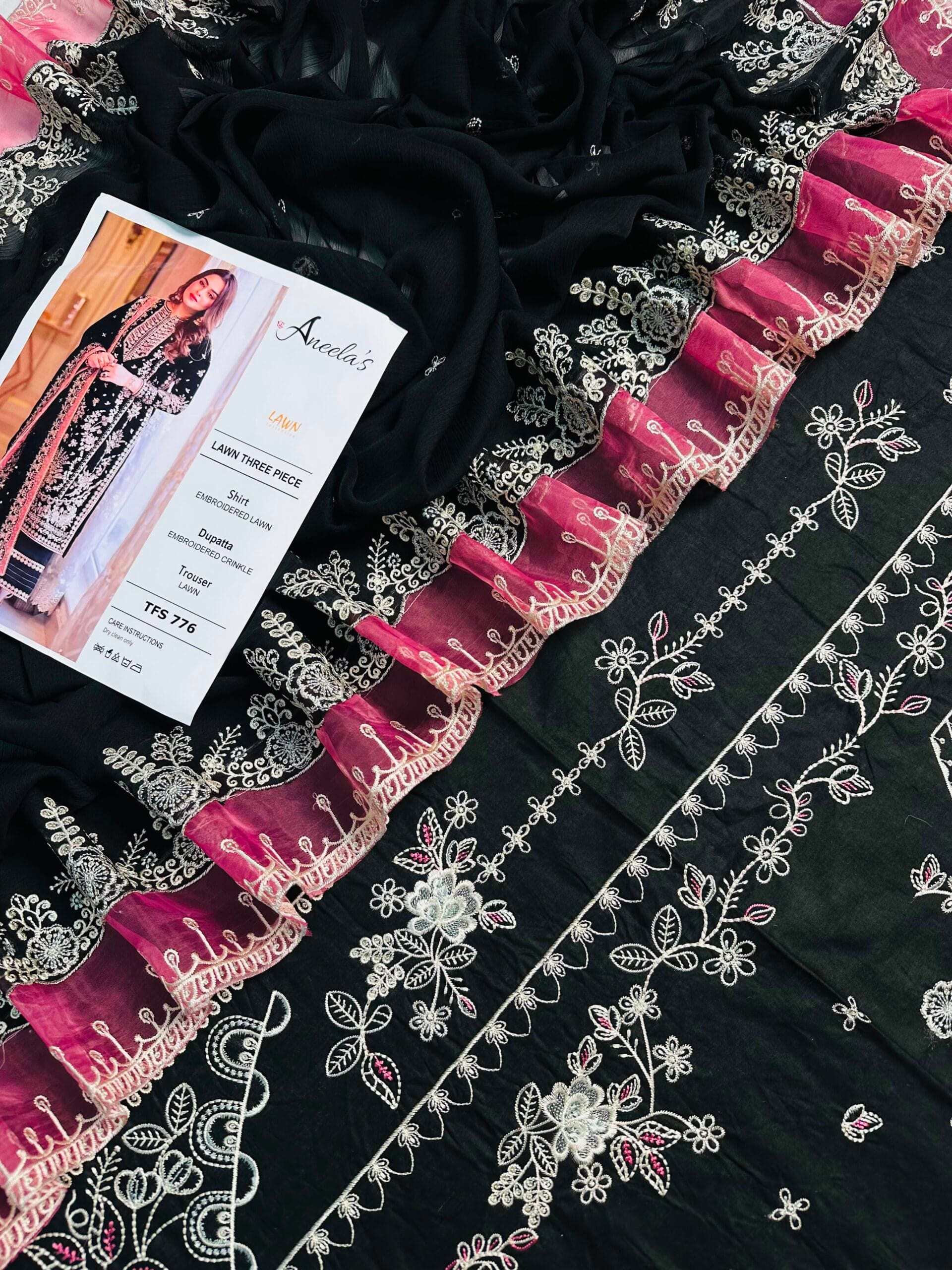 ANEELAS | Fine Quality Premium Lawn 3pc | Embroidered Front + Daman Patch - Image 4