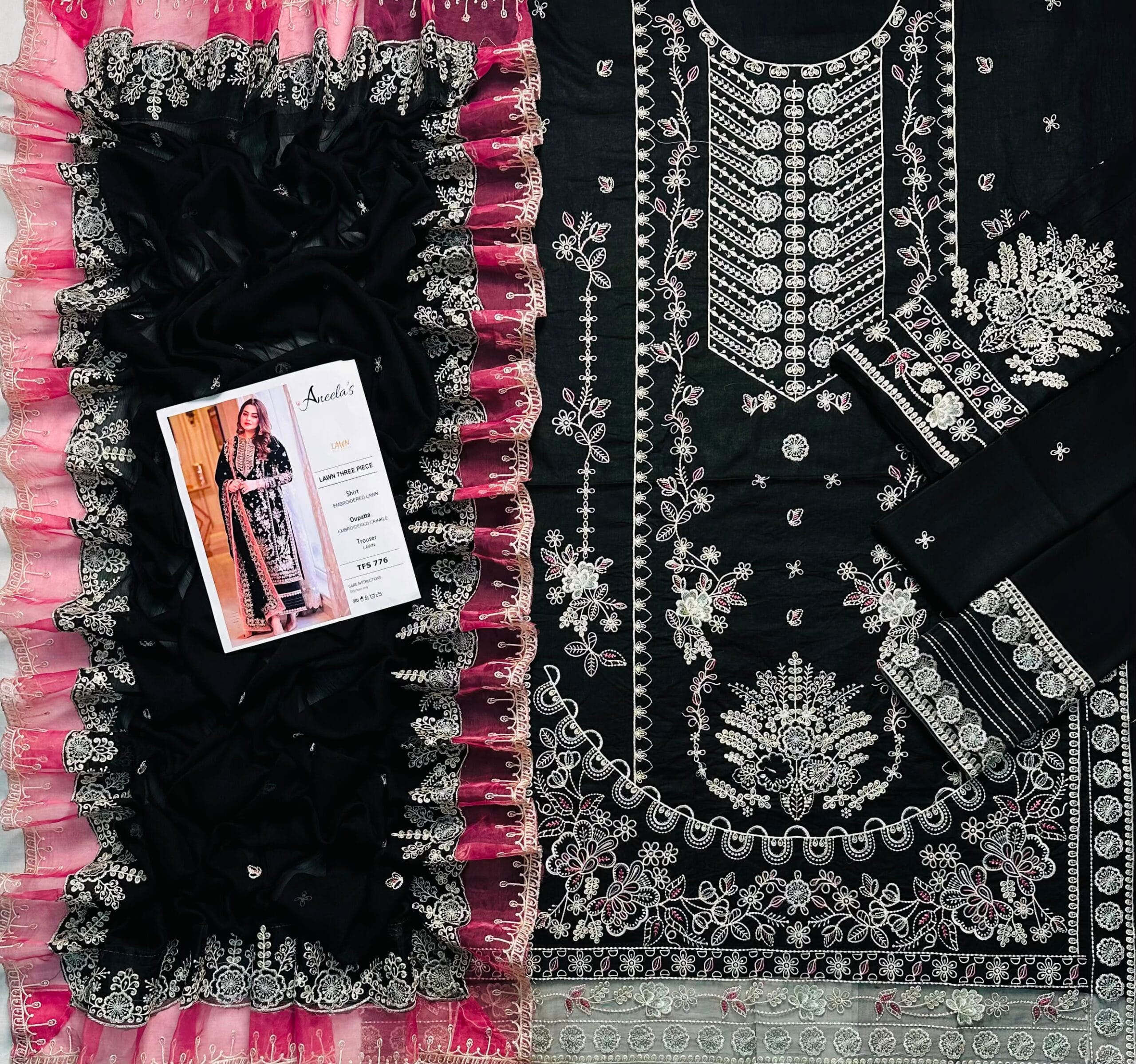 ANEELAS | Fine Quality Premium Lawn 3pc | Embroidered Front + Daman Patch - Image 6